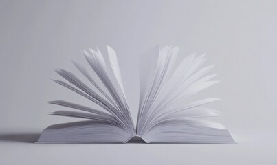 Open book, pages fanned, on white background, knowledge, education