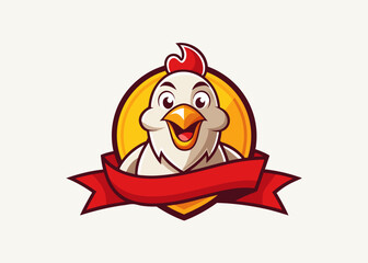empty template with a Chicken mascot logo Vector illustration in cartoon style