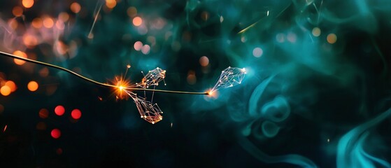 Obraz premium Glowing Sparklers and Smoke on Dark Background