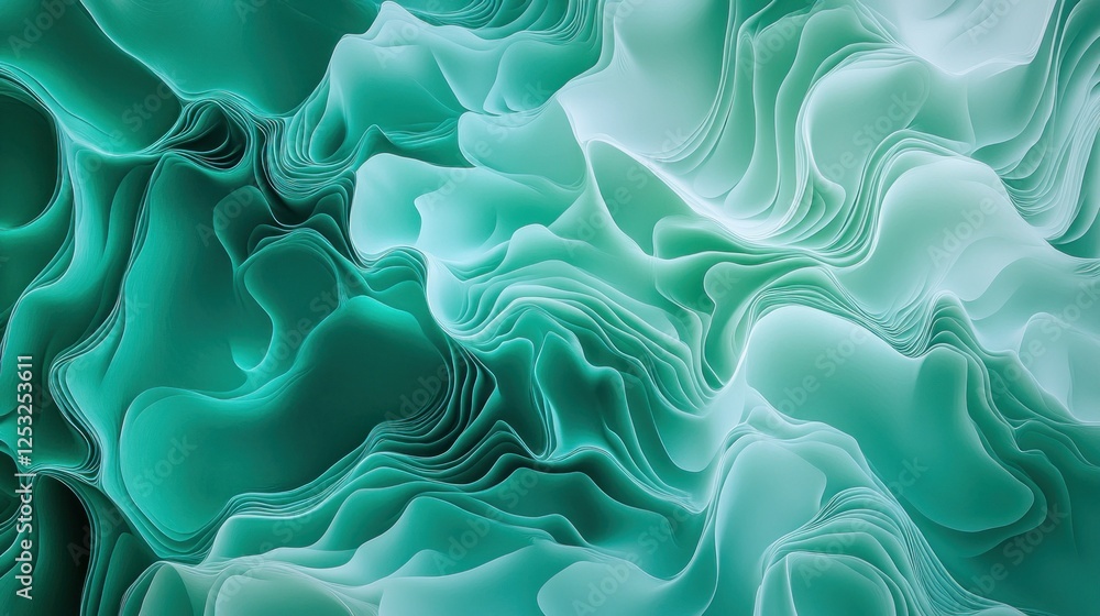 Aufkleber abstract flowing teal shapes creating a mesmerizing organic patterns background