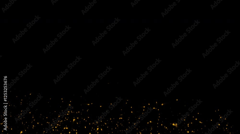 Poster animation loop glow flickering orange bokah bubble particles flow up on black abstract background