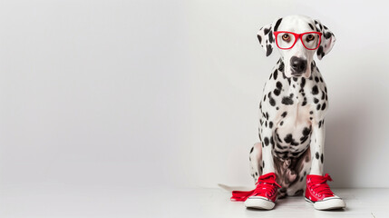 Dalmatian with glasses and sneakers