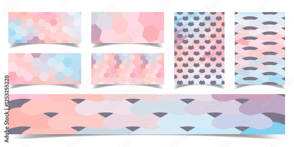 Aufkleber set of abstract banners templates designed for the web. color background mockup with shadows. realis