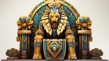 Fototapeta premium Majestic pharaoh s throne a stunning display of gold and brown textures on a minimalist background