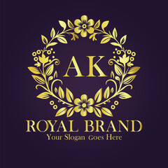 Luxury Gold Monogram Logo Design AK