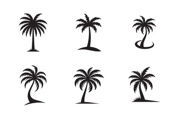 Fototapeta premium set of palm tree silhouette vector illustration