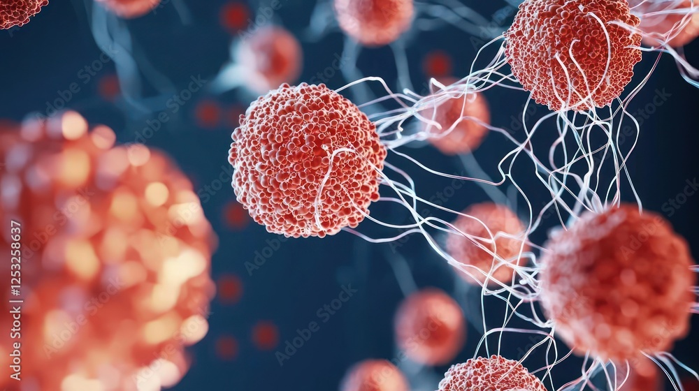 Poster microscopic cells with interconnected networks