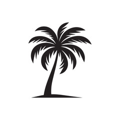 Obraz premium Palm Tree silhoutee black color vector illustration