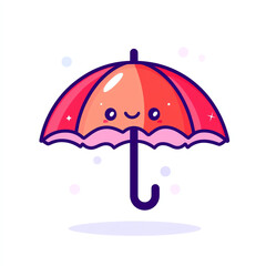 A cute, cartoon-style umbrella with a joyful expression. The playful design is adorned in vibrant pink and red colors, perfect for adding a cheerful touch to any creative project.