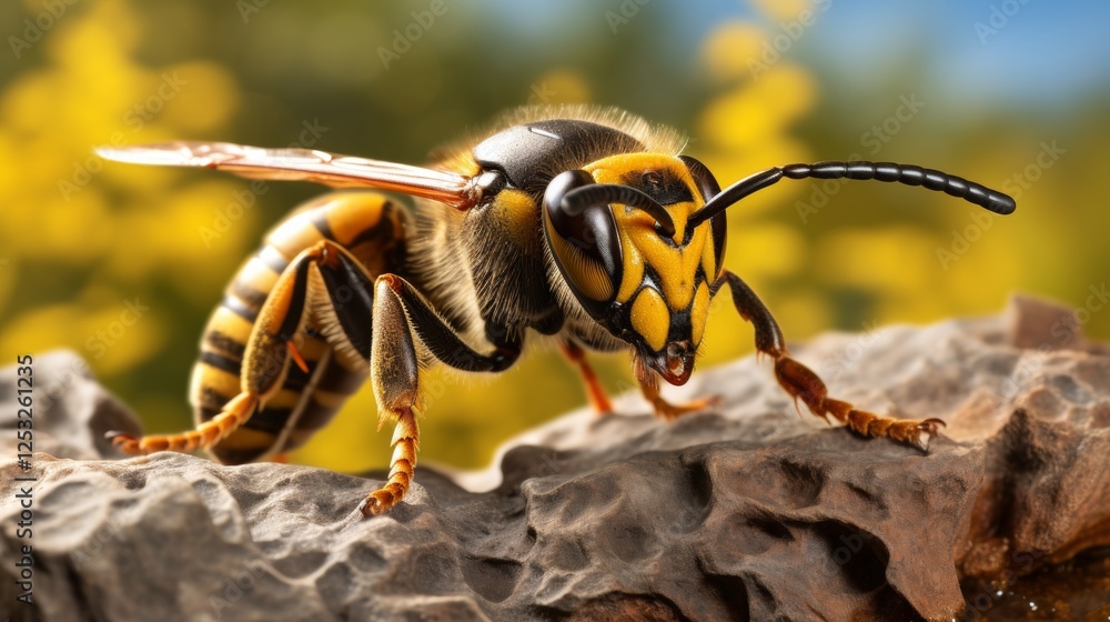 Poster macro photography showcasing intricate insect and resin textures with a clean background focus