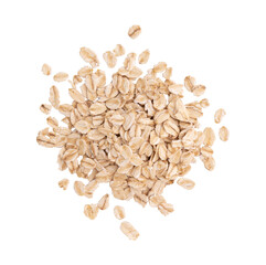 pile of dry rolled oatmeal isolated on white background 