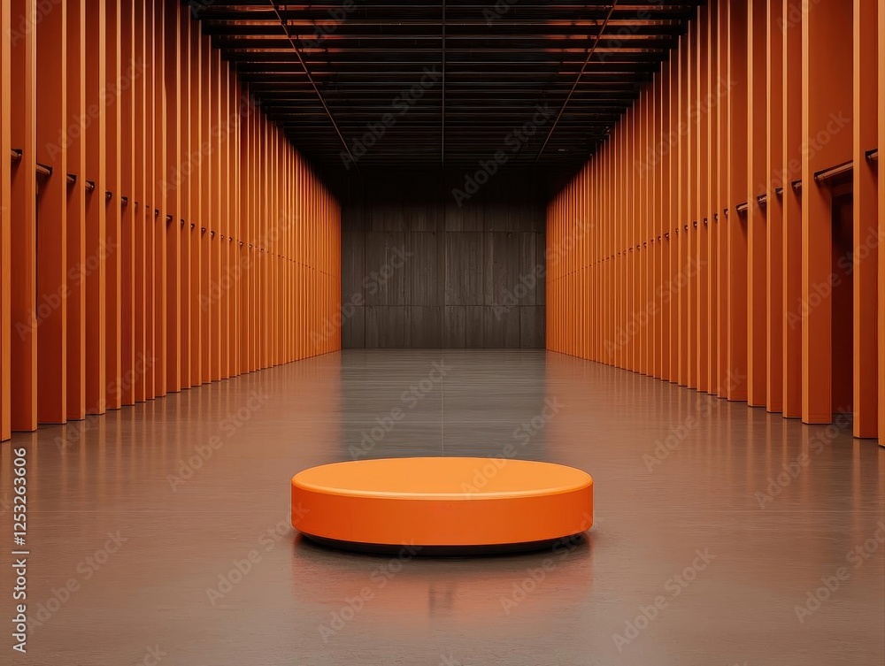 Poster inventory management system replenishment. futuristic warehouse with automated robots replenishing i
