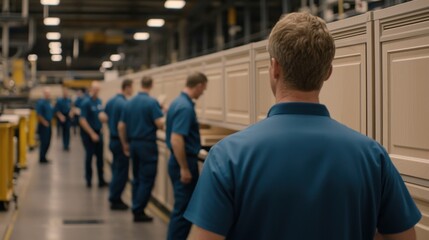 Fototapeta premium Factory Workers Engaged in Production Line Activities at Factory
