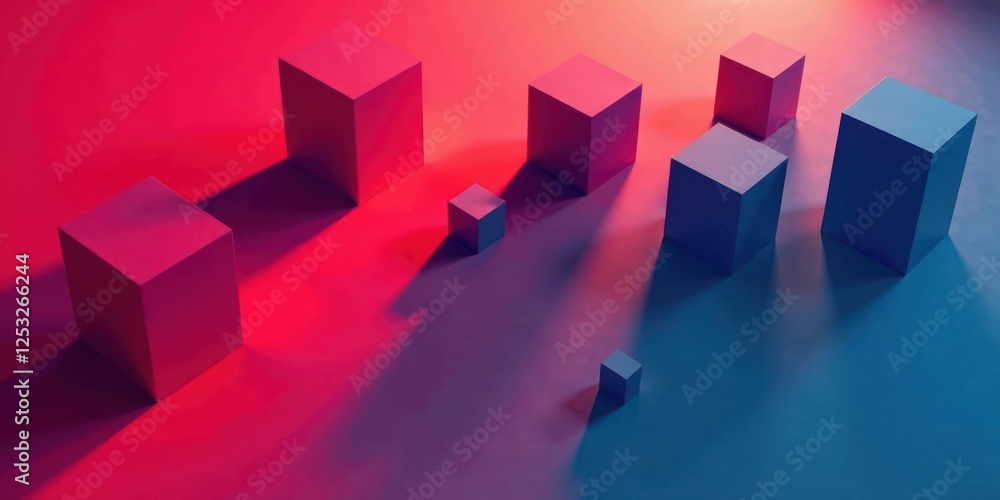 Aufkleber Abstract Colorful Cubes Illuminated by Dynamic Lighting in a Modern Studio Setting