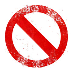 Distressed Red No Entry Symbol on a Transparent Background