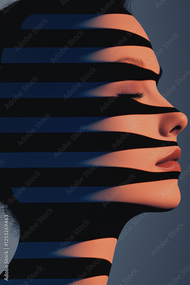Poster exploring identity and emotion through striking silhouettes: a profound reflection on perception and