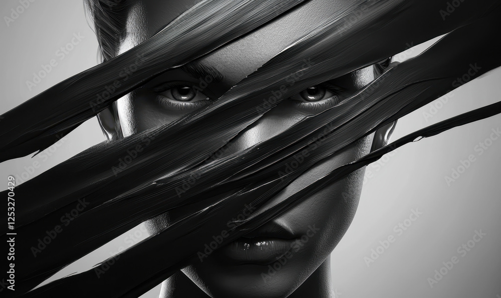 Poster captivating portrait: an exploration of emotion and identity through the lens of monochromatic artis