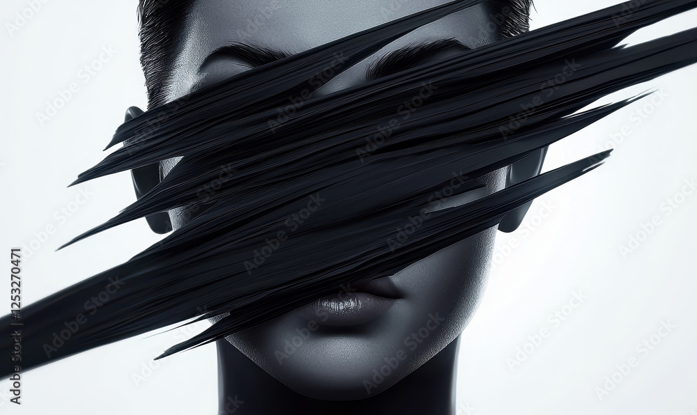 Poster exploring identity through abstract portraits: a journey into the depths of emotion and expression i