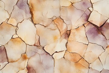 Cracked Stone Wall Texture Beige and Purple Hues Background