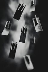 Naklejka premium Exploring Abstract Art: Dynamic Composition of Floating Graphic Elements in Monochrome Atmosphere