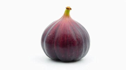 Obraz premium Single Ripe Purple Fig Isolated on White Background