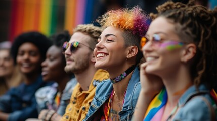 Joyful Diverse Group Celebrating Pride and Inclusion at Event