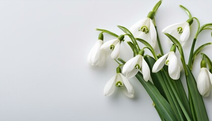 elegant snowdrop flowers on white background