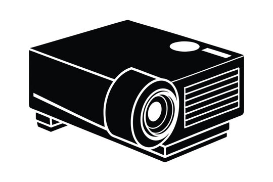 black projector graphic on white background clip art preview