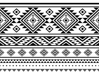 Southwest Aztec geometric Native American Mexican Navajo tribal ethnic boho indian texture ornament seamless pattern fabric black and white design vector for woven textile printing blanket rug carpet 