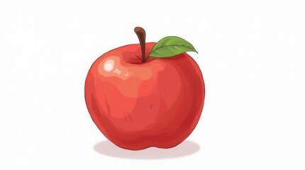 Single Fresh Red Apple Isolated on White Background