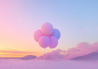 Holographic 3D render balloons isolated on a white background, offering ample space for text. Trendy, realistic 3D elements tailored for birthdays, presentations, promo materials, parties, or other