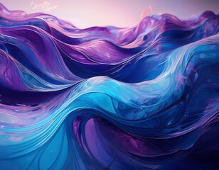 Obraz premium abstract waves fluid art purple and blue tranquility concept