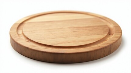 Rustic Wooden Trivet on White Background