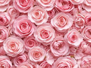 Fototapeta premium A stunning floral background featuring delicate pink roses and peonies in soft pastel hues. Perfect for romantic designs, wedding invitations, and elegant decorative projects.