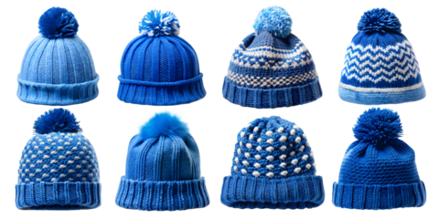 collection of blue winter hats png