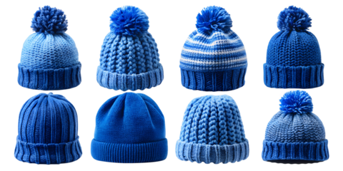 collection of blue winter hats png