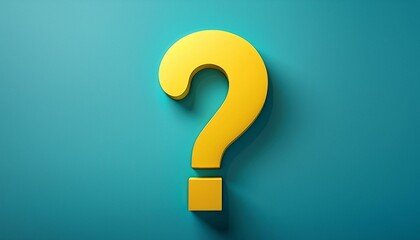 bright yellow question mark on a soft blue background symbolizing curiosity and inquiry in a colorful and engaging design