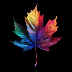 Naklejka premium Colorful Maple Leaf on Black Background