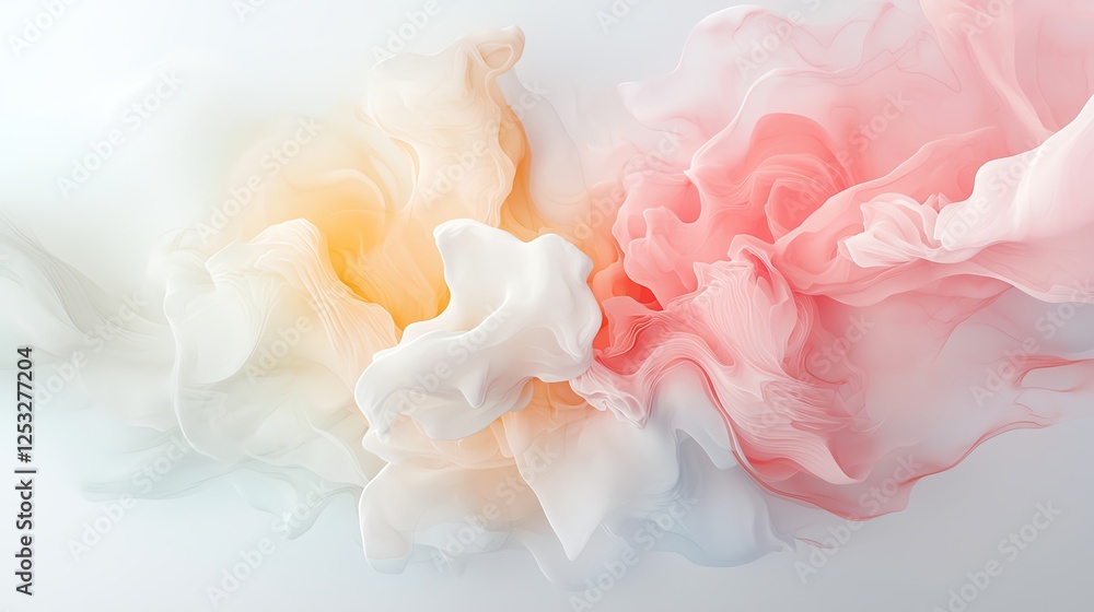 Poster soft pastel clouds blending in abstract form creating a delicate and ethereal art piece symbolizing 