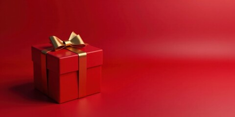 A Red Gift Box with a Gold Ribbon, Ready for a Special Occasion