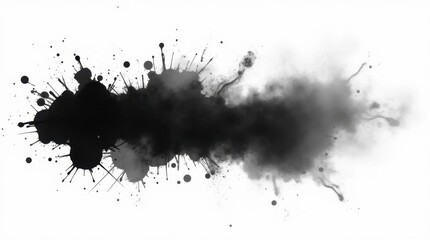 Abstract Black Ink Splash on White Background