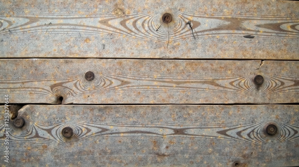 Poster Rustic Weathered Wooden Planks Showing Natural Grain and Texture with Subtle Spots of Rust