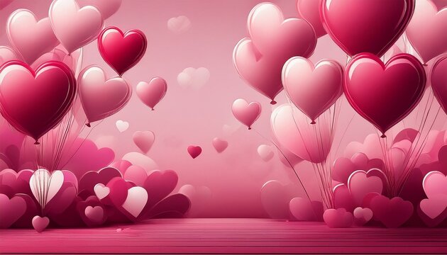 pink backdrop heart balloons valentine s