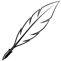 Classic Feather Quill Line Drawing Vector
