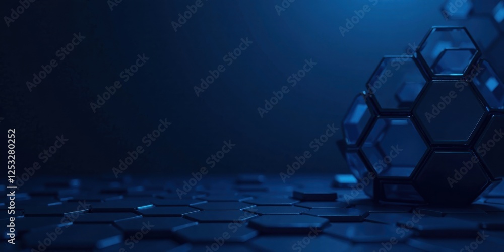 Poster Abstract Hexagonal Structure on a Geometric Surface in Deep Blue Hues