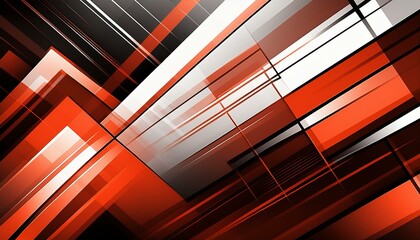 Obraz premium red white orange and black background graphic abstract rectangular boxes converging lines news footage and graphs for news broadcast introduction or background graphic