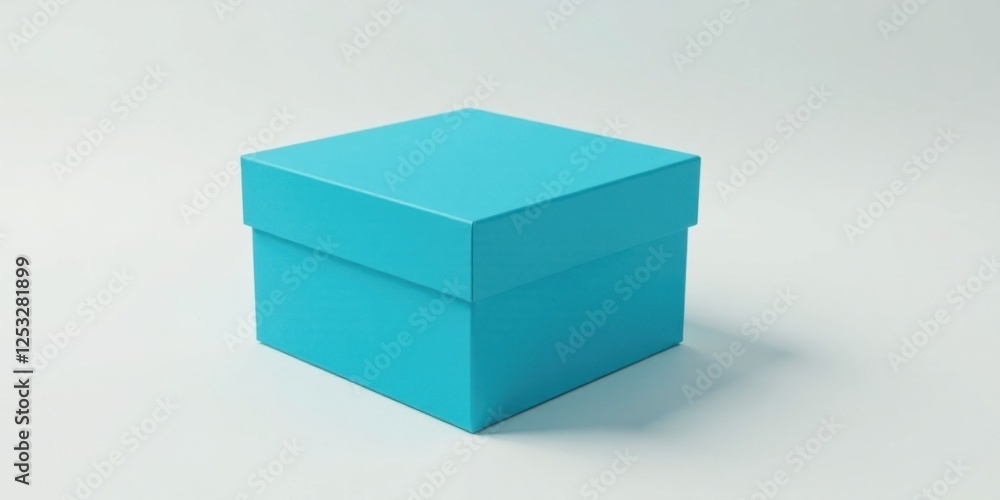 Poster a single light blue square box on a white background for product display or packaging design