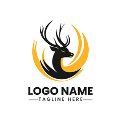 Deer logo vector illustration icons wild deer outdoor brand label. Elk antlers sign. Wildlife stag symbol. Vector illustration