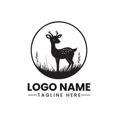 Deer logo vector illustration icons wild deer outdoor brand label. Elk antlers sign. Wildlife stag symbol. Vector illustration