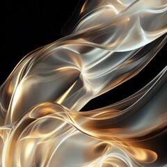 Abstract gold and silver fabric swirl, black background, elegant design, website banner